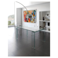 Estila Designový skleněný jídelní stůl Cristallere v obdélníkovém tvaru se skleněnými nožičkami 