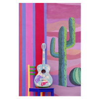 Ilustrace PAINTED GUITAR, CHAIR & WALL IN CANCUN, MEXICO, Grant Faint, 26.7 × 40 cm