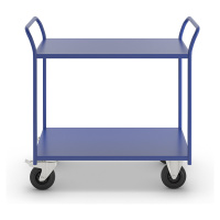 Kongamek Stolový vozík KM41, 2 etáže, d x š x v 1070 x 550 x 1000 mm, modrá, 2 otočná kola s brz