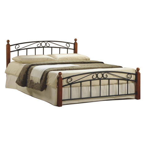 Manželská postel DOLORES, dřevo třešeň/černý kov, 160x200 Tempo Kondela