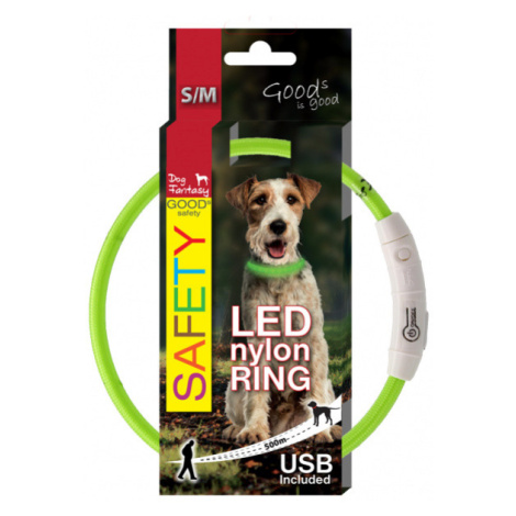 LED svítící obojek z nylonu zelený 45cm Dog Fantasy