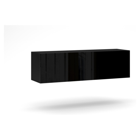 Vivaldi Závěsný TV stolek Vivo 140 cm černý mat/černý lesk