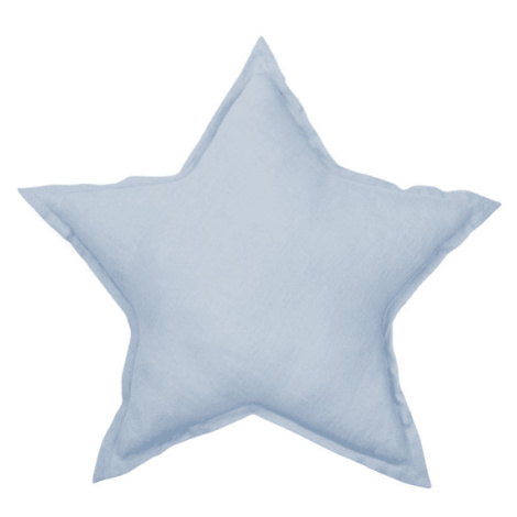 Cotton &amp; Sweets Mini lněný polštář hvězda světle modrý 38 cm