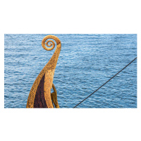 Ilustrace Viking ship stern or bow with sea background, BlackAperture, 40 × 22.2 cm