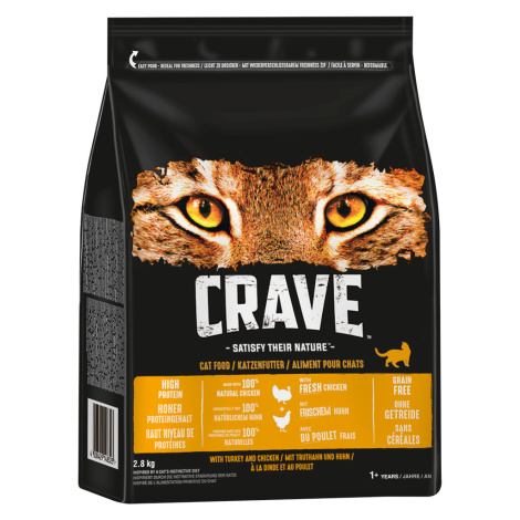 Crave Adult Cat s kuřetem & krocanem - 2 x 2,8 kg
