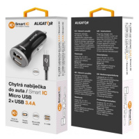 Nabíječka do auta ALIGATOR iPhone/iPad 2xUSB výst. 3.4A, smart IC, black