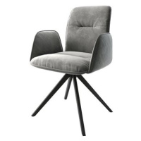 DELIFE Otočná židle Vinja-Flex šedý samet křížová podnož hranatá otočná černá