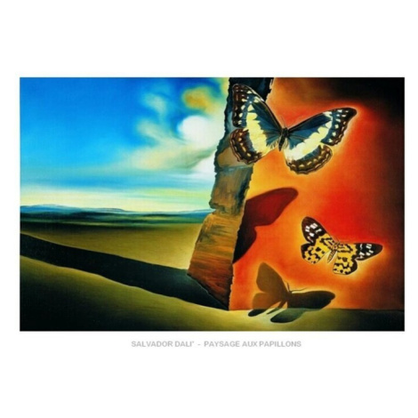 Umělecký tisk Salvador Dali - Paysage Aux Papillons, Salvador Dalí, (70 x 50 cm) MIGNECO&SMITH