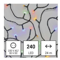 LED vánoční řetěz, 24 m, venkovní i vnitřní, rGB nebo CCT, programy