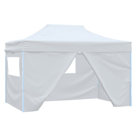 vidaXL Skládací party stan se 3 stěnami 3 x 4,5 m bílý