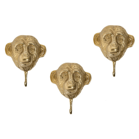 Estila Sada tří věšáků ve tvaru opice Mejenga ve zlatém odstínu 25cm