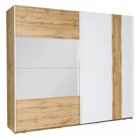 Šatní skříň Wood 200 cm Bílá/Dub Wotan BAUMAX