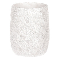 Váza betonová - motiv jehličí, bílo-stříbrné.