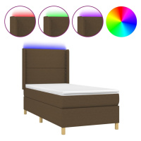 vidaXL Box spring postel s matrací a LED tmavě hnědá 90x190 cm textil