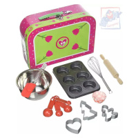 WOODY Pečeme muffiny kuchyňský dětský set s nástroji a košíčky v kufříku