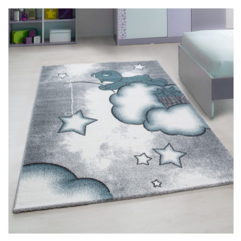 ELIS DESIGN Dětský koberec - Medvídek a hvězdy barva: šedá x modrá, rozměr: 80x150 Elisdesign