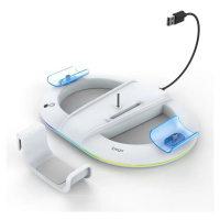 iPega P5S045 Vertikální Nabíjecí Stojan s RGB pro PS5/PS5 Slim White