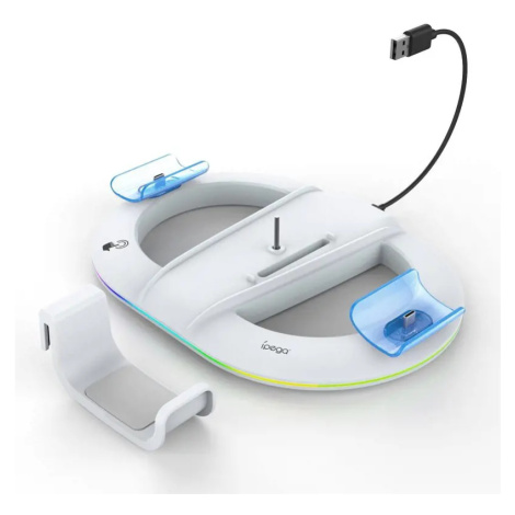 iPega P5S045 Vertikální Nabíjecí Stojan s RGB pro PS5/PS5 Slim White