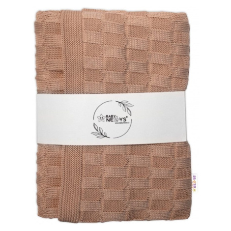Baby Nellys Luxusní bavlněná pletená deka, dečka CUBE, 80 x 100 cm - béžová - 100x80