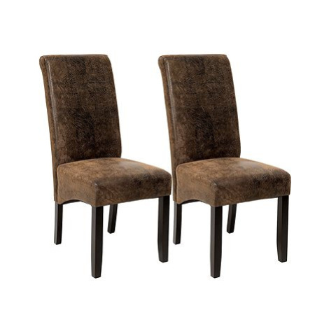 2× Jídelní židle ergonomická, masivní dřevo, vintage hnědá tectake