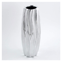 Váza válec dekor křivky keramika stříbrná 34cm