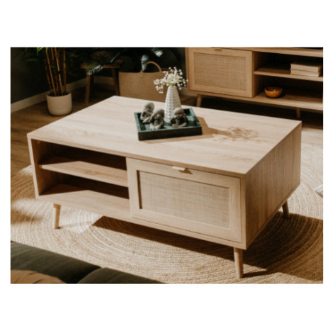 Úložný konferenční stolek Bali, dub sonoma/výplet Asko