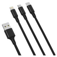 Kabel XO 3in1 Cable USB-C / Lightning / Micro 2.4A, 1,2m (Black) (6920680876235)