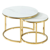 Konferenční stolek MESI bílý mramor/ zlatá