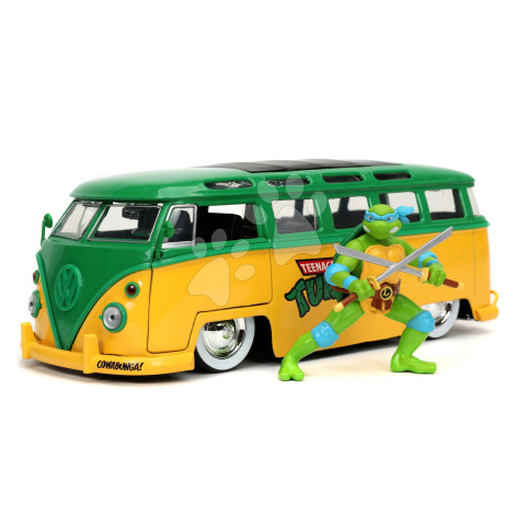 Autíčko Ninja Ninja želvy VW Bus 1962 Jada kovové s otevíracími dveřmi a figurkou Leonarda délka