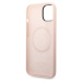 Guess Silicone Metal Logo MagSafe kryt iPhone 14 růžový