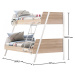 Studentská patrová postel 90x200-120x200cm veronica - dub světlý/bílá