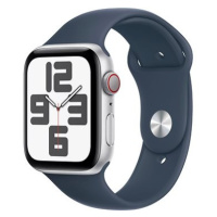 Apple Watch SE Cellular 44mm Stříbrný hliník s bouřkově modrým sportovním řemínkem - M/L