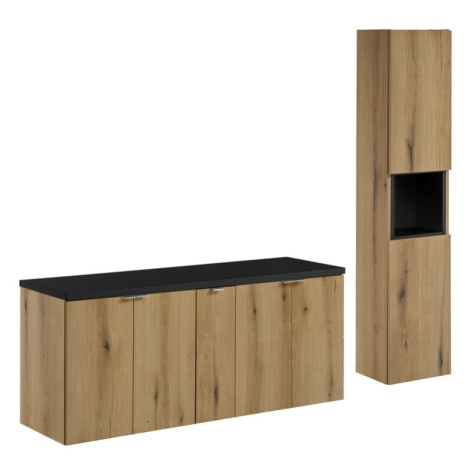 Comad Koupelnová sestava Nova Oak II se skříňkami 140 cm dub evoke/černá