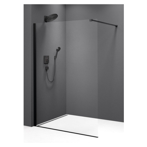 Polysan Modular Shower Black jednodílná zástěna pevná k instalaci na zeď 800 mm černá sklo čiré 