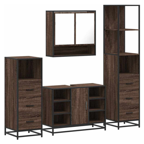 vidaXL 4dílný set koupelnového nábytku hnědý dub kompozitní dřevo
