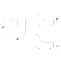 Prostoria designové sedačky Layout Sofa Outercorner Seat S