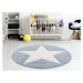 Livone Dětský kulatý koberec -  Hollywood Star barva: šedá x bílá, Velikost: průměr 160