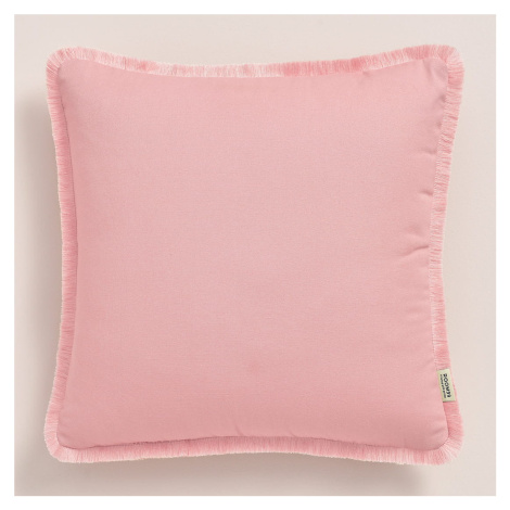 Pudrově růžový povlak na polštář BOCA CHICA se střapci 40 x 40 cm
