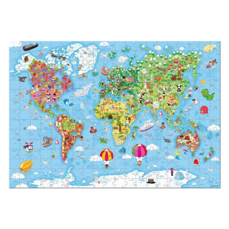 JANOD Puzzle v kufříku Mapa světa 300 dílků