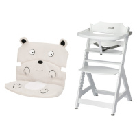 Dětská rostoucí jídelní židlička Toto se sedákem, bílá, medvěd