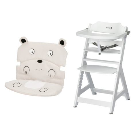 Dětská rostoucí jídelní židlička Toto se sedákem, bílá, medvěd Safety 1st