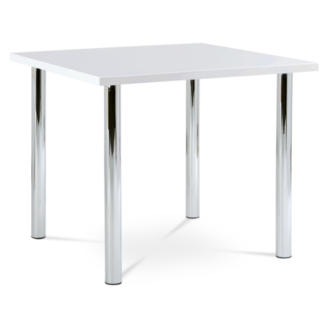 Jídelní stůl 90x90 cm, chrom / vysoký lesk bílý Autronic