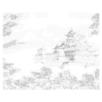 Tečkování - JAPONSKO CHRÁM OBKLOPENÝ KVĚTINAMI Rozměr: 80x100 cm, Rámování: vypnuté plátno na rá