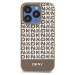 DKNY PU Leather Repeat Pattern Bottom Stripe kryt iPhone 12/12 Pro hnědý
