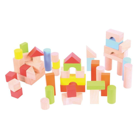 Bigjigs Toys Dřevěné barevné kostky v kyblíku 50 ks