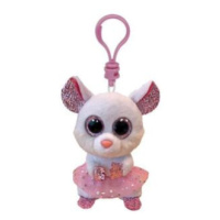 TY Beanie Boos NINA, Clip 8,5 cm - bílá myš baletka