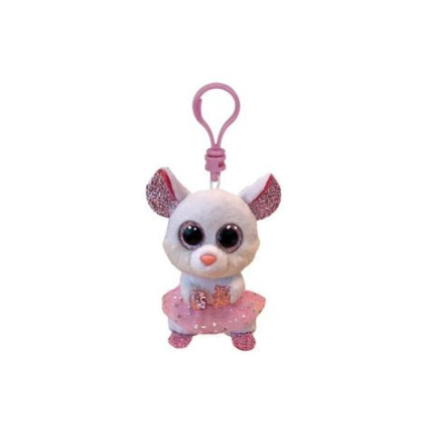 TY Beanie Boos NINA, Clip 8,5 cm - bílá myš baletka