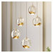 Lucande LED závěsné světlo Hayley, 5zdrojové, kulaté zlaté