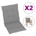 SHUMEE Podušky na zahradní židle 2 ks, 3 × 50 × 100 cm, šedá