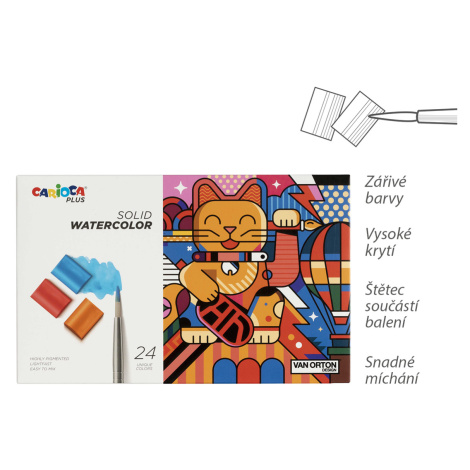 Carioca PLUS akvarelové barvy Solid, pouzdro, 24 ks